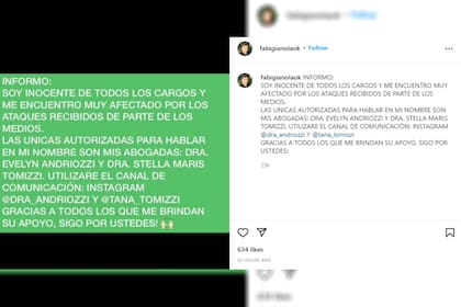 El último descargo de Fabián Gianola. (Foto Instagram @fabigianolaok)