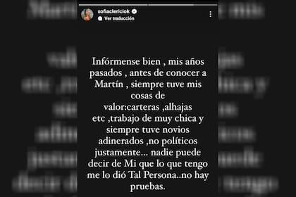 El último mensaje de Sofía Clerici sobre el escándalo con Martín Insaurralde antes de poner la cuenta privada