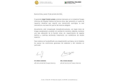 El último parte médico