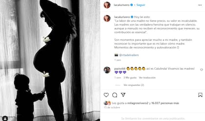 El último posteo de Calu Rivero antes de dar a luz