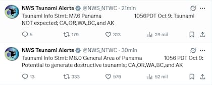 El U.S. Tsunami Warning System emitió una alerta para Panamá, Colombia, Costa Rica, Ecuador, Perú y Nicaragüa, tras el sismo de 7.6 que se registró esta tarde en Pitaloza Arriba