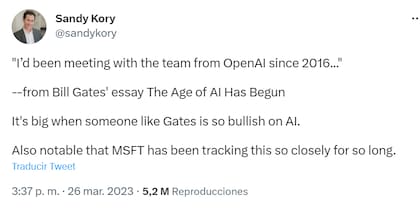 El usuario destacó el optimismo de Gates ante la IA