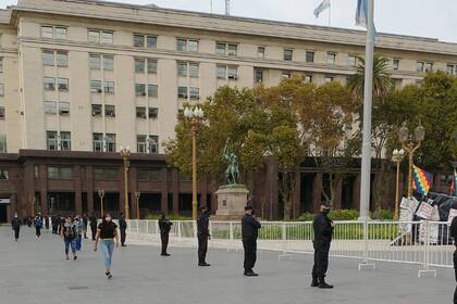 El vallado frente a la Casa Rosada ante la protesta de los transportistas