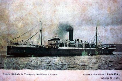 El vapor Pampa de bandera francesa que partió el 15 de noviembre de Estambul con 817 judíos rusos fue fletado por Moritz von Hirsch auf Gereuth, mejor conocido como el Barón Hirsch