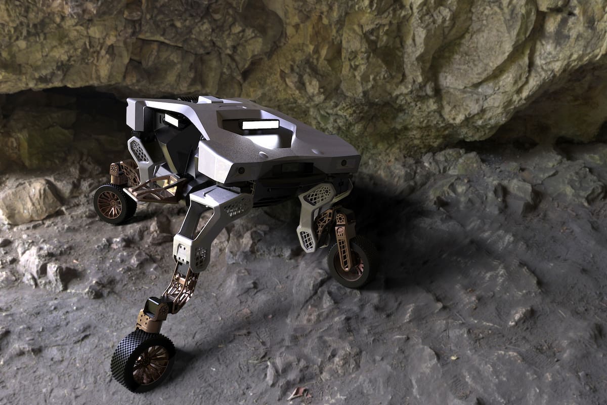 El vehículo autónomo de carga Tiger X-1 de Hyundai despliega una de sus patas robóticas