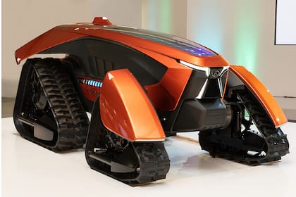 El vehículo prototipo Kubota utiliza un sistema de ruedas tipo oruga, paneles solares y baterías de litio