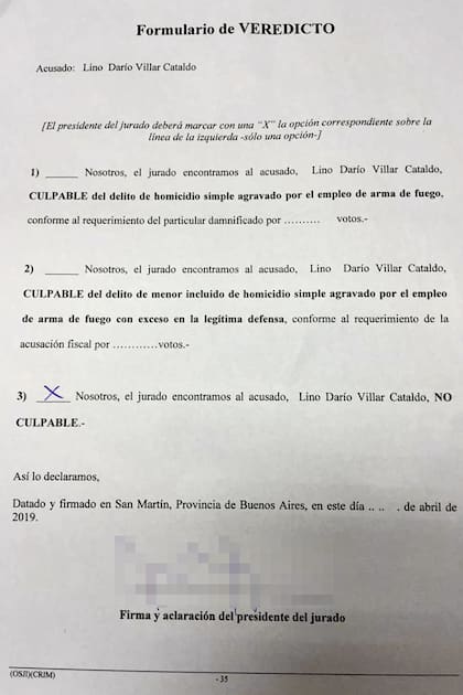 El veredicto que declara "no culpable" al cirujano