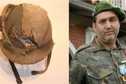 El veterano de Malvinas Jorge "Beto"Altieri pudo recuperar su casco