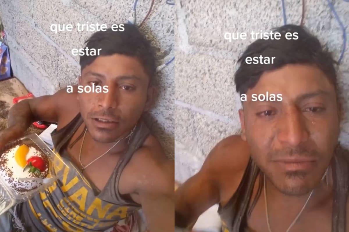 El video de un joven albañil, quien festejó solo su cumpleaños y no pudo evitar llorar por la triste circunstancia, se viralizó en las redes sociales