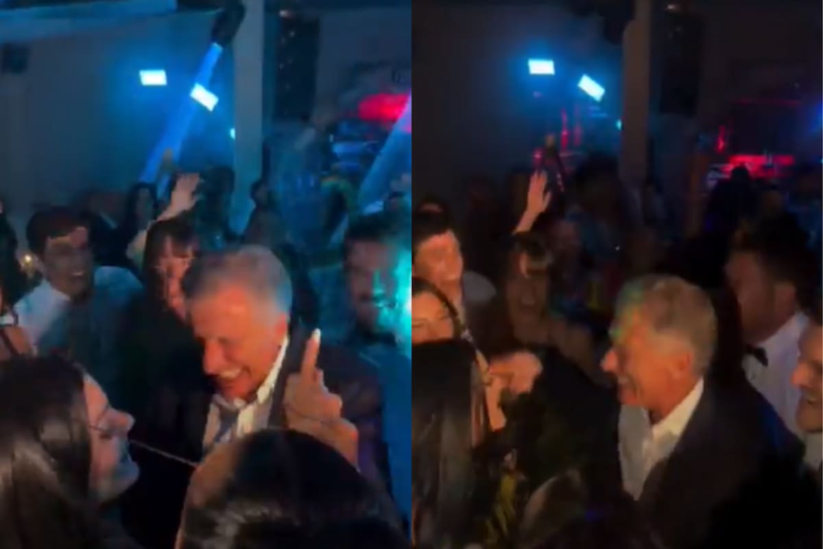 El video del expresidente Macri en medio del pogo del casamiento.