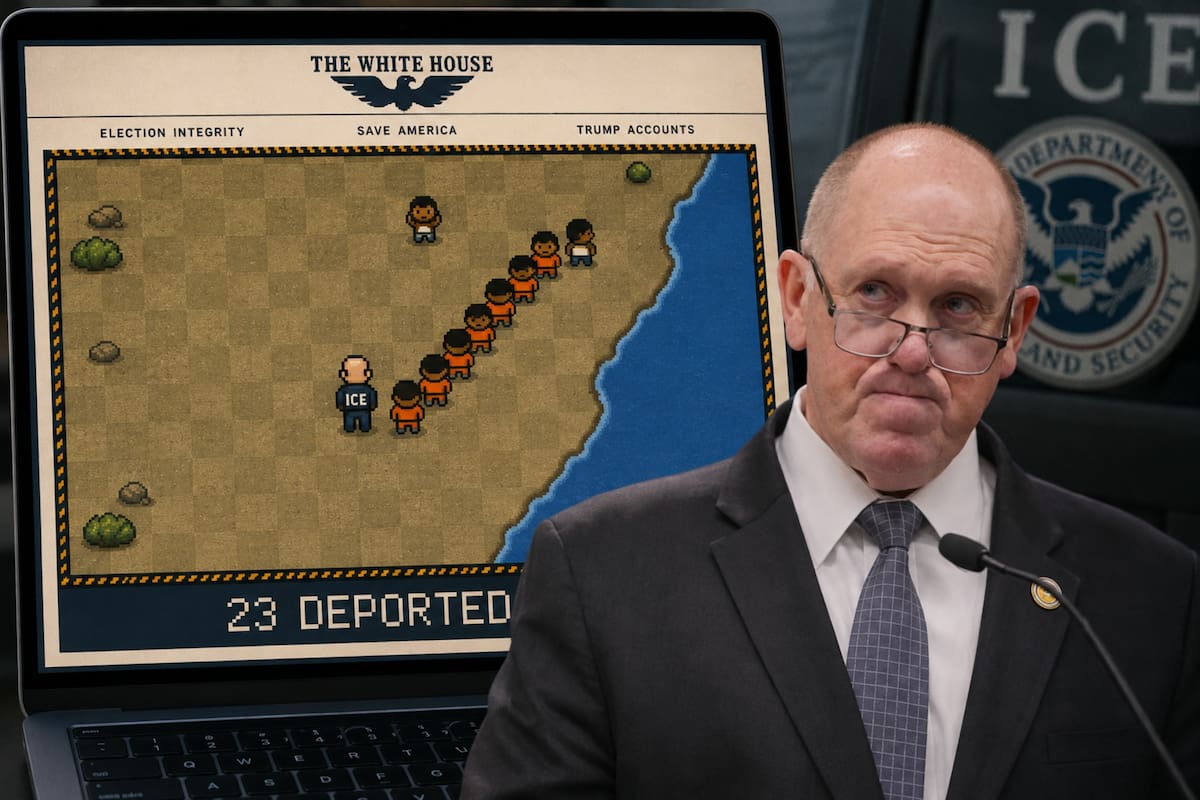 El videojuego Rio Run convierte a Tom Homan en un personaje digital que patrulla el Río Grande como parte del Arcade de la Casa Blanca