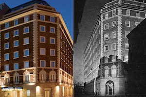 El viejo Hotel Lancaster hoy, y cuando se inauguró