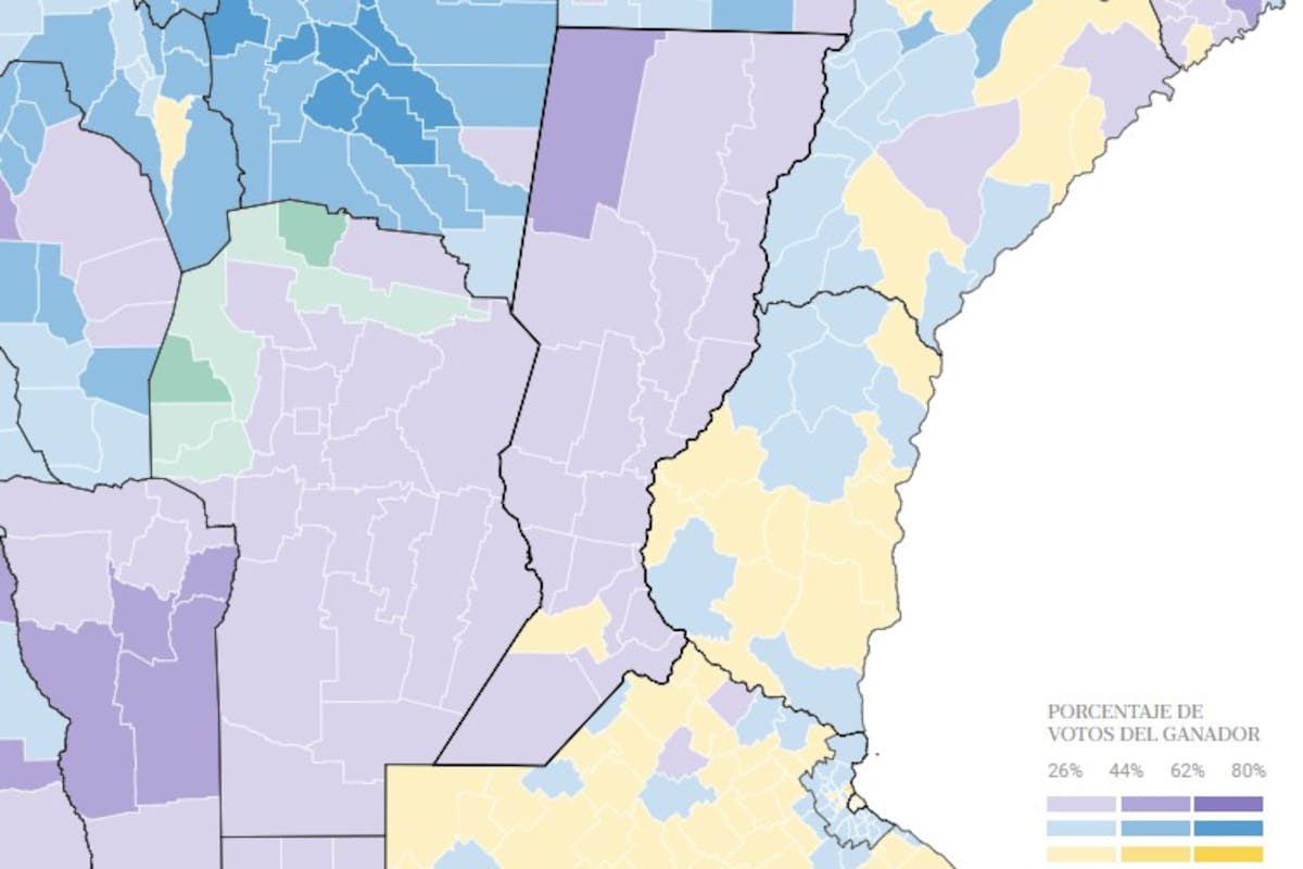 El violeta intenso en el departamento de Nueve de Julio, en Santa Fe, donde Javier Milei duplicó a Unión por la Patria