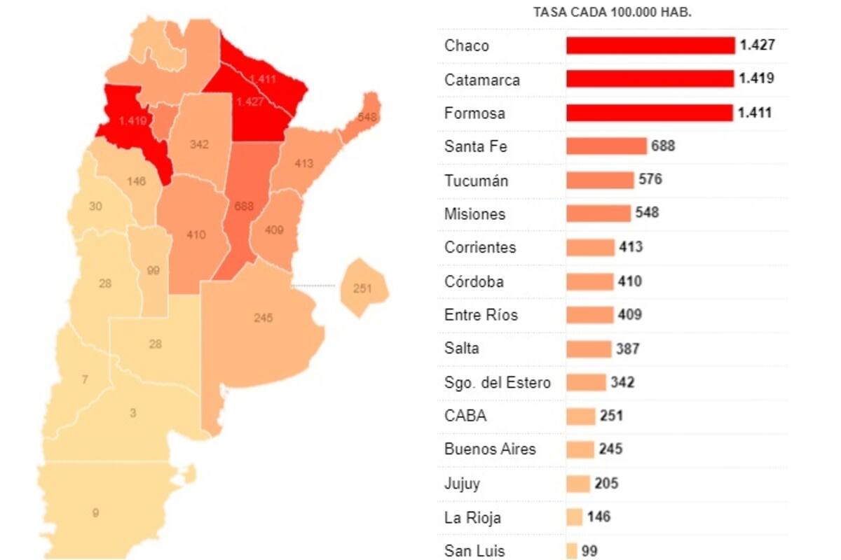 El virus del dengue circula en 19 provincias
