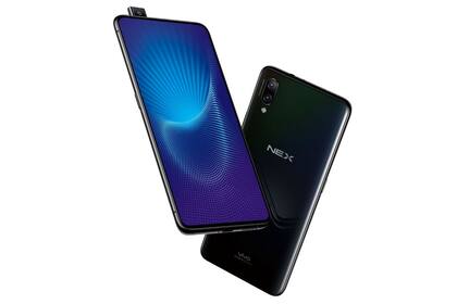 El Vivo Nex casi no tiene marcos; la pantalla ocupa todo el frente, obligando a mover la cámara frontal a un botón que se despliga a voluntad