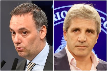 El vocero Manuel Adorni y el ministro de Economía Luis Caputo