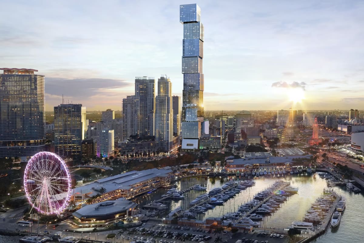 El Waldorf Astoria Miami combinará viviendas privadas, habitaciones de hotel y espacios compartidos dentro de una estructura formada por nueve cubos
