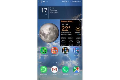 El widget de Fases de la Luna en Android; al lado, el de otra gran app, Weather Underground