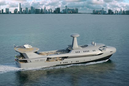 El yate futurista de lujo de Codecasa suma un radar que sigue el diseño del equipamiento que utilizan los aviones de control y vigilancia