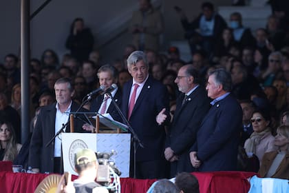 Elbio Laucirica (Coninagro), Marcos Pereda (SRA), Nicolás Pino (SRA), Jorge Chemes (CRA) y Carlos Achetoni (FAA)