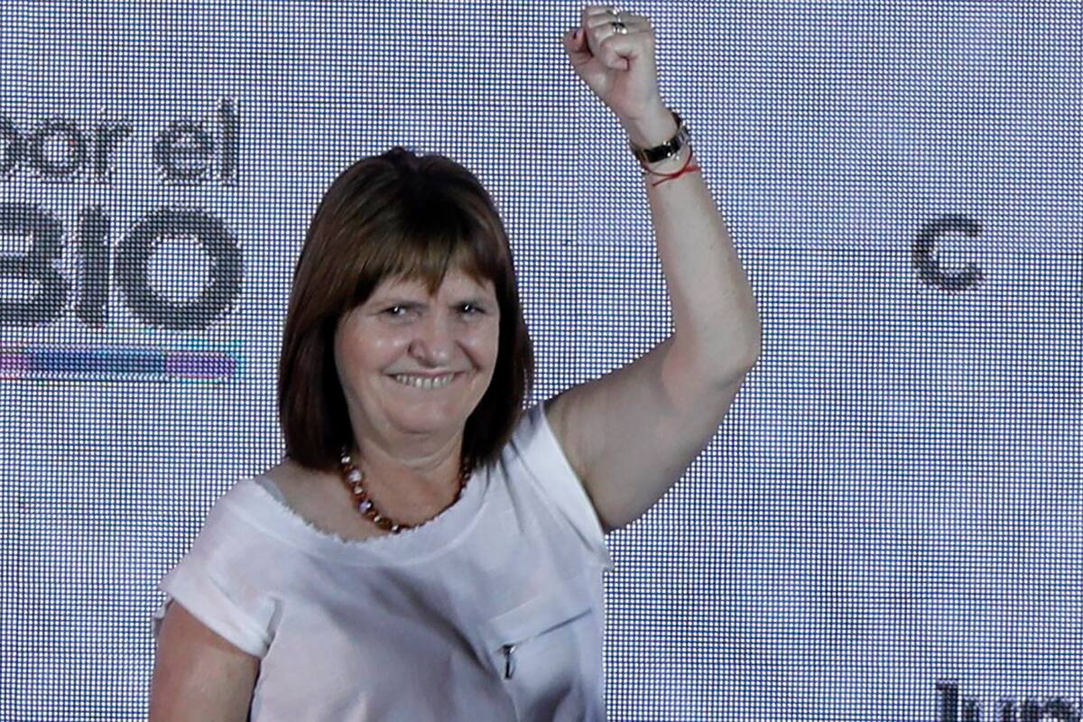 Elecciones legislativas 2021. Búnker de Juntos por el cambio en Costa Salguero. Patricia Bullrich