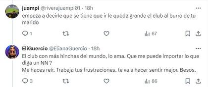 Eliana Guercio cargó contra un usuario de X que crtició a su esposo, Sergio Romero