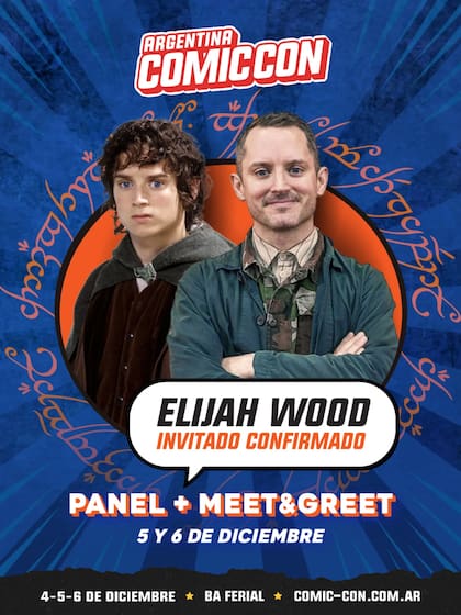 Elijah Wood llega a la Argentina Comic Con 2026