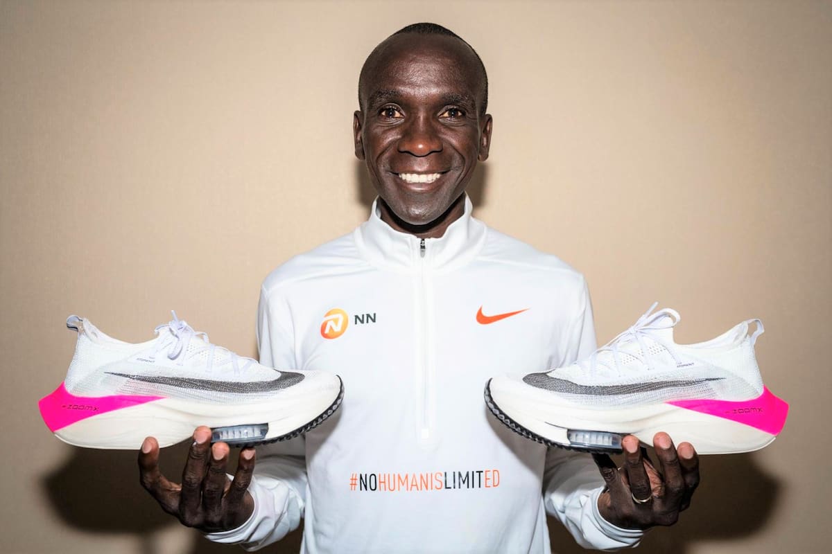 Eliud Kipchodge con las "zapatillas mágicas": las Alphafly Next%, con una plataforma inusual