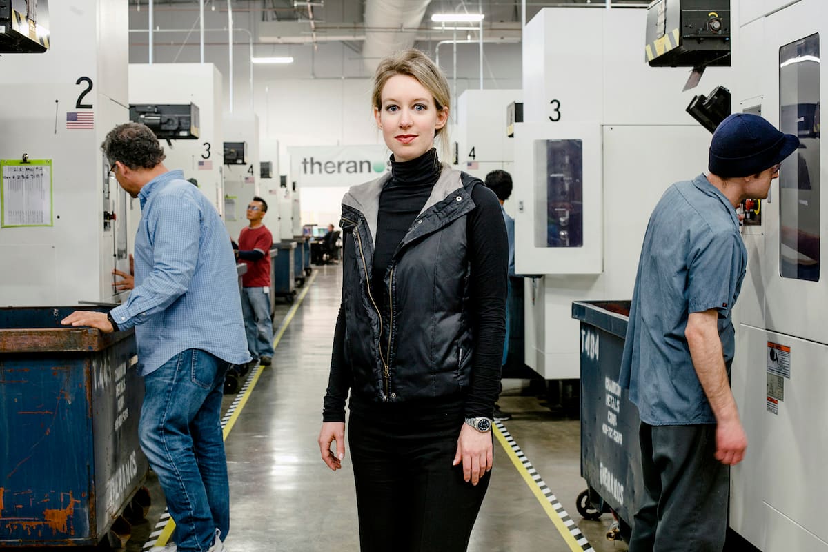 Elizabeth Holmes at the headquarters of Theranos, the company she founded, in Newark, Calif., Dec. 4, 2015. In Silicon ValleyÕs world of make-believe, the philosophy of Òfake it until you make itÓ finally gets its comeuppance. (Carlos Chavarria/The New York Times)