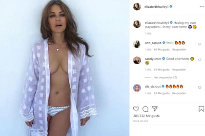 Elizabeth Hurley subió la temperatura en las redes sociales con un nuevo topless