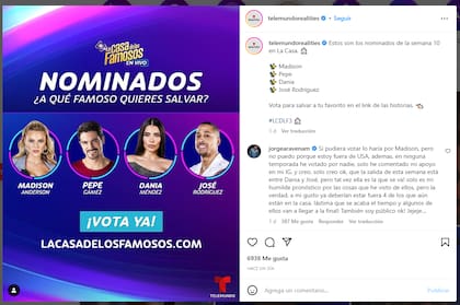 Ellos eran los nominados de La casa de los famosos