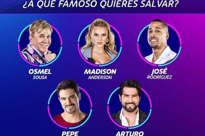 Ellos son los cinco nominados a expulsión de la novena semana de competencia del reality show La casa de los famosos, de Telemundo, en EE.UU.