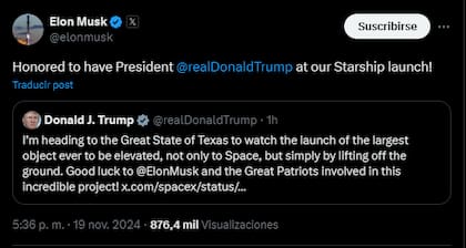 Elon Musk celebró la asistencia de Donald Trump al lanzamiento de Starship en Texas