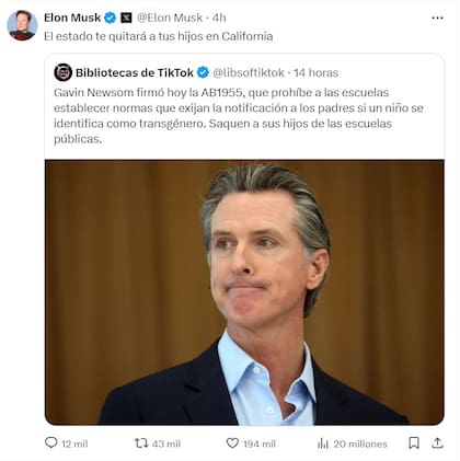 Elon Musk criticó el proyecto de ley impulsado por Newsom en California