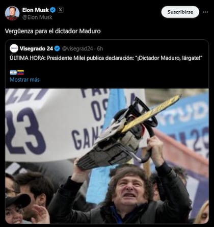 Elon Musk cruzó a Nicolás Maduro con un guiño a Javier Milei