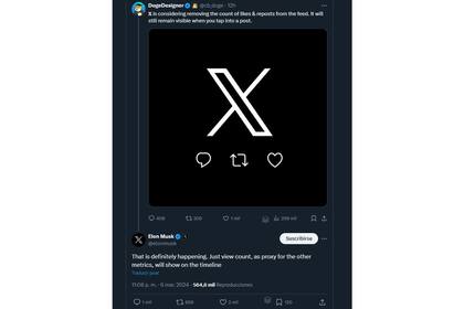 Elon Musk dijo en X que en algún momento dejarán de mostrar las republicaciones y me gusta de un tuit