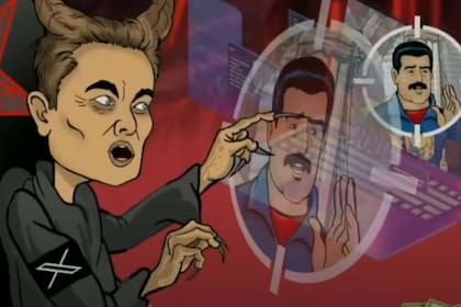 Elon Musk, en versión villano del dibujo animado venezolano "SuperBigote"