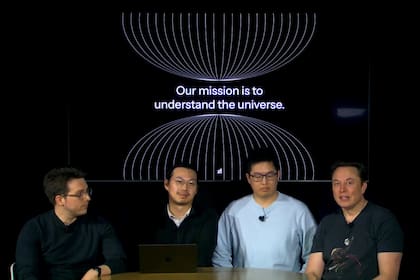 Elon Musk junto a los líderes de investigación, desarrollo e ingeniería. Crédito: Xai.