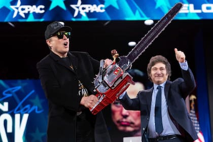 Elon Musk junto al presidente Javier Milei, en la Conferencia de Acción Política Conservadora (CPAC) en Oxon Hill, Maryland.