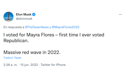 Elon Musk no dudó en revelar sus preferencias políticas en sus redes sociales