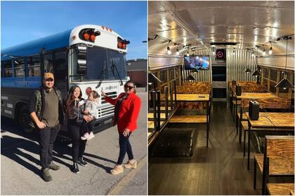 Emigraron de Venezuela a EE.UU. y abrieron un restaurante en un bus refaccionado