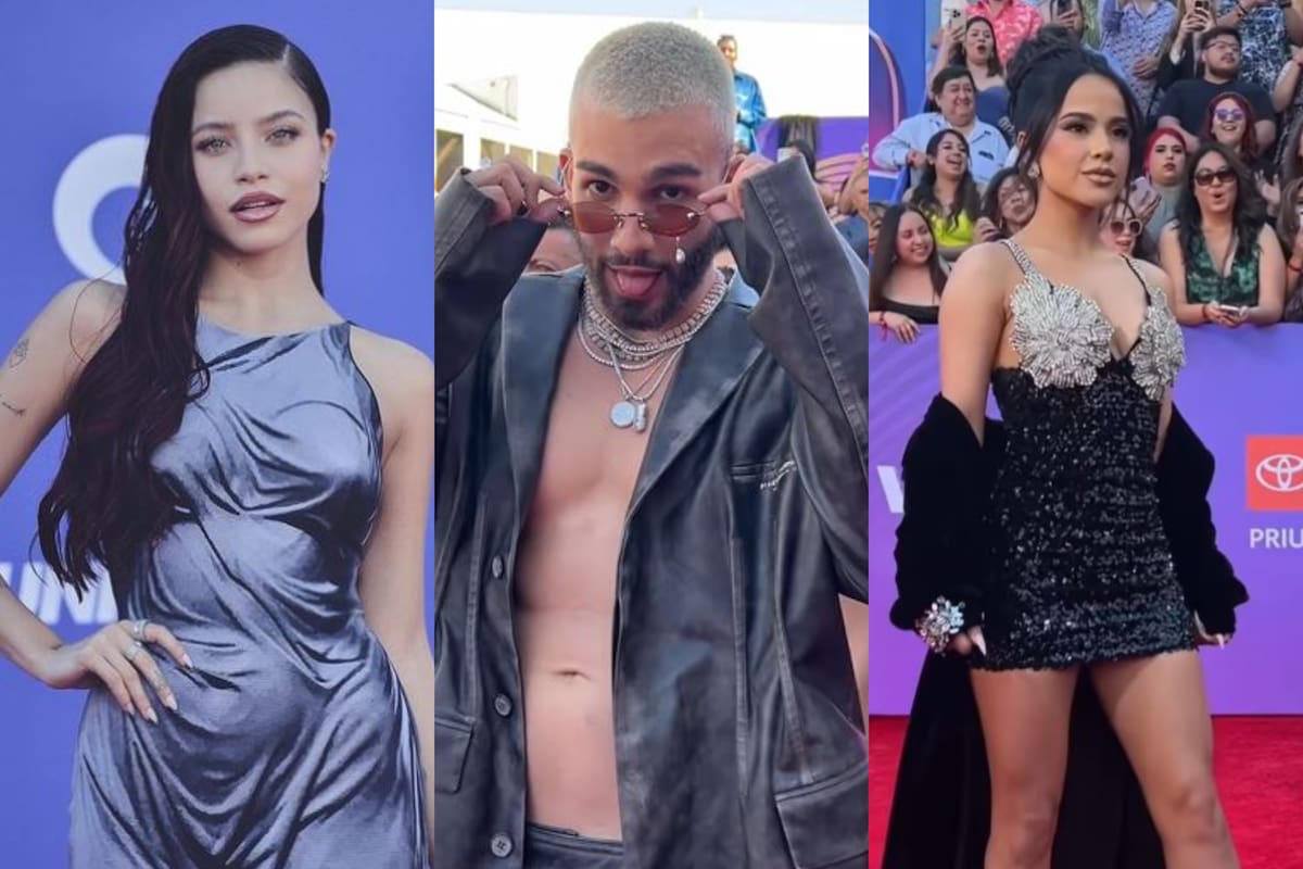 Emilia Mernes (izq.), Manuel Turizio y Becky G en la entrega de los Latin American Music Awards, que se llevó a cabo en el MGM Grand Garden Arena, de Las Vegas