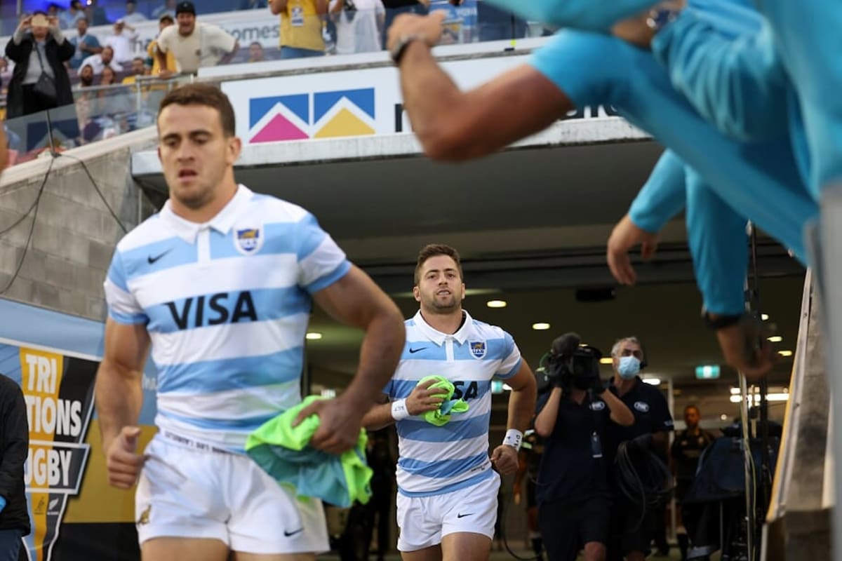 Emiliano Boffelli, en la salida de los jugadores a la cancha