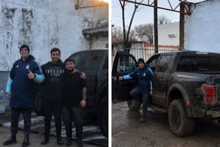 Empleados de un lavadero mostraron cómo le quedó la camioneta al Dibu Martínez después de quedar enterrado en el barro
