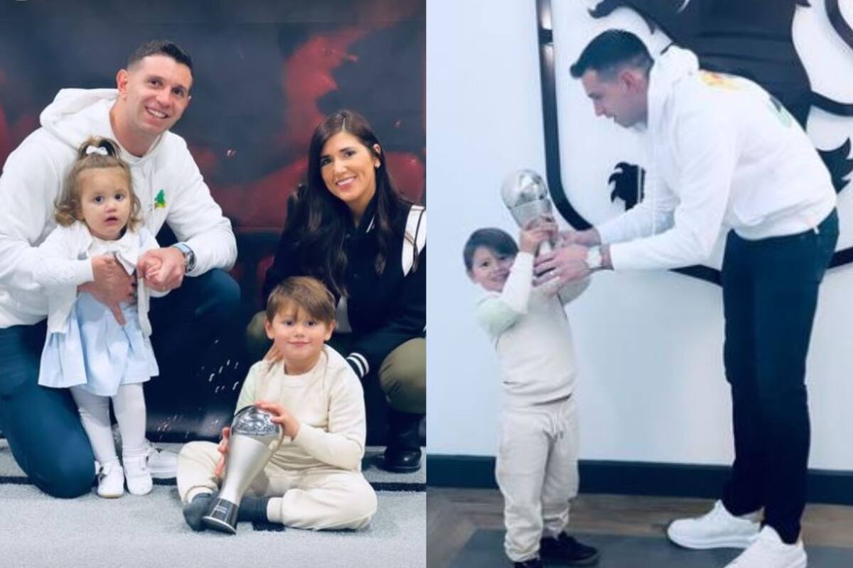 Emiliano Martínez, junto a su familia, festejaron el premio al mejor arquero de la FIFA