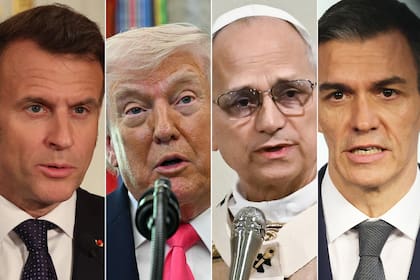 Emmanuel Macron, Donald Trump, Papa León XlV y Pedro Sánchez