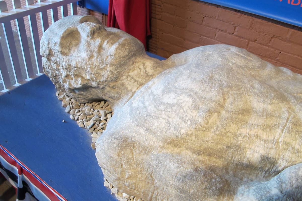 Empleados de una granja encontraron la figura de un gigante aparentemente petrificado mientras excavaban un pozo en una granja del estado de Nueva York, en Estados Unidos
