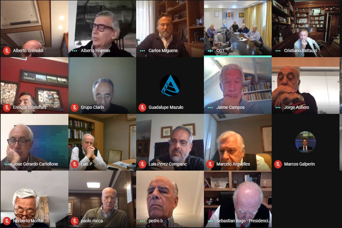 Empresarios y sindicalistas en el encuentro virtual de esta tarde