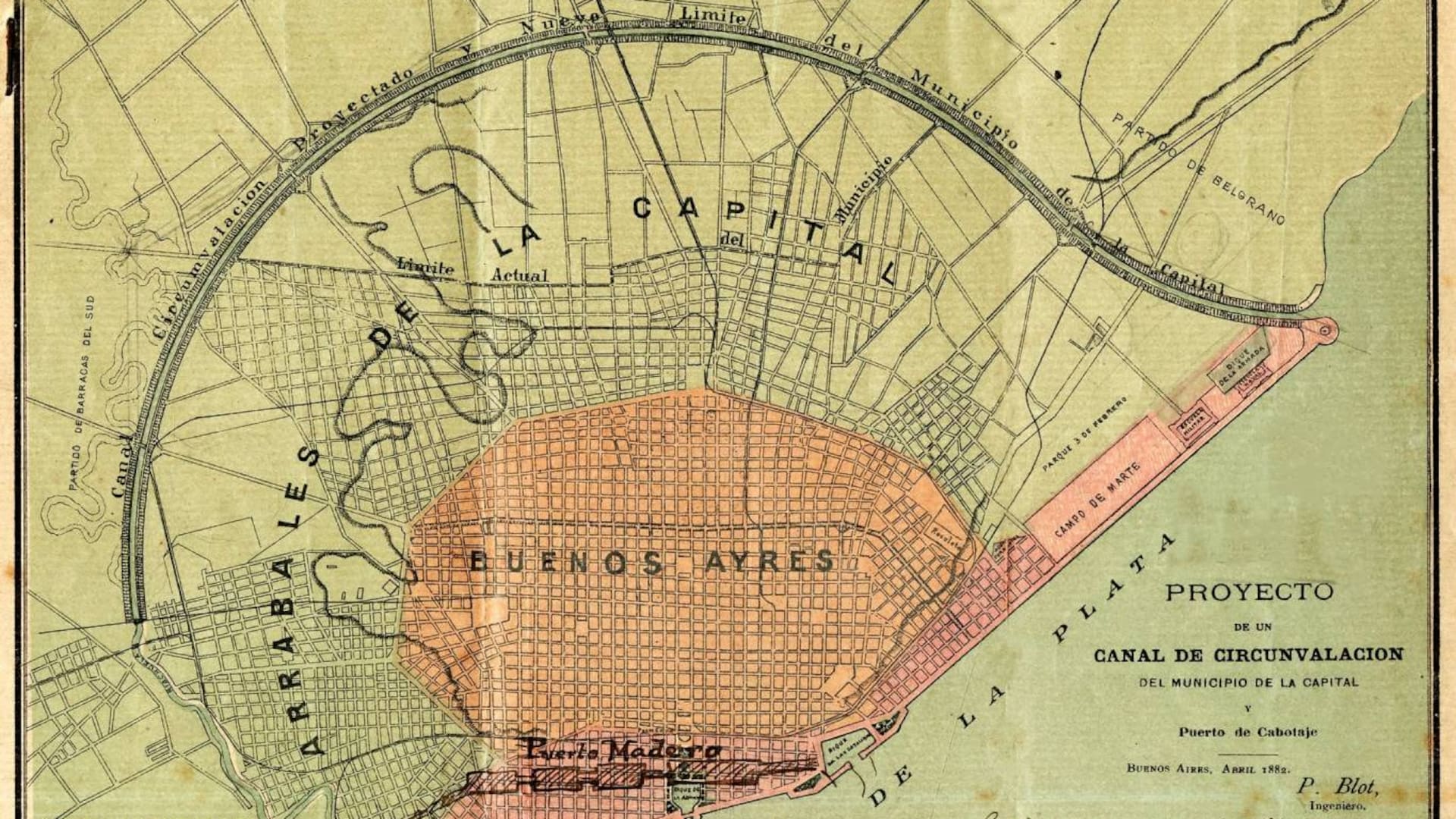 En 1886, el Gran Canal de Circunvalación para la Capital de la República planteaba construir un curso de agua que separara la parte urbanizada de la ciudad de los sectores más descampados