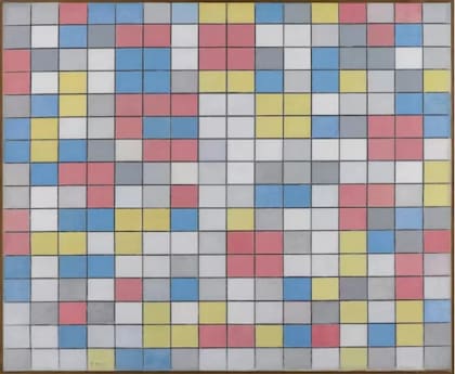 En 1922, los planos de color existen en tensión dentro de una cuadrícula flotante dislocada, manteniendo el ojo y la pintura en movimiento y creando una composición que es a la vez satisfactoria e inquietante.